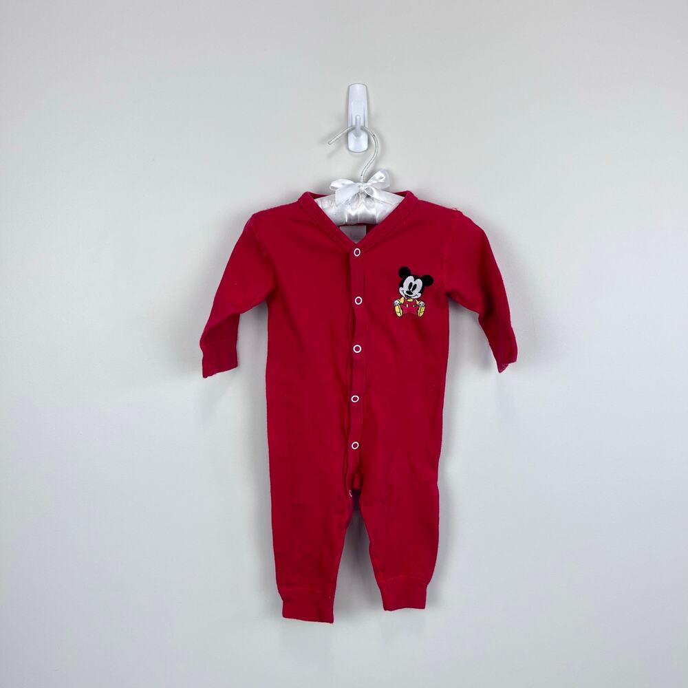 Vintage Baby Mickey & Co Red Coverall 6 Months